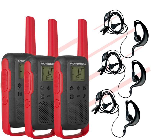 Kit 6 Rádio Comunicador T210BR Motorola com 6 Fones de Ouvido Simples Menor preço em Kit 6 Rádio Comunicador T210BR Motorola com 6 Fones de Ouvido Simples
