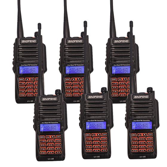 Imagem de Kit 6 Radio Comunicador Walk Talk Baofeng UV9R Longo Alcance Dual Band a Prova dágua 10w