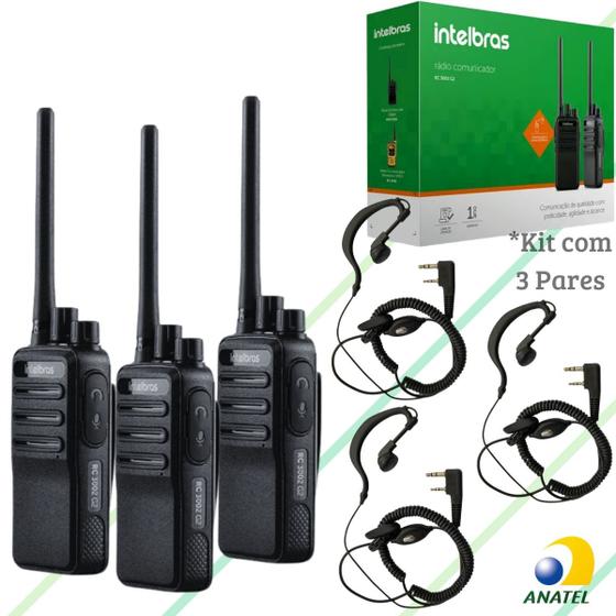 Imagem de Kit 6 Rádios Comunicador Intelbras RC3002 Com Fones Ouvido Microfone