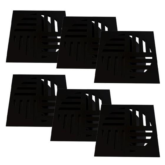 Imagem de Kit 6 Ralo Grelha Quadrada Com Fecho Automático Preto 10cm