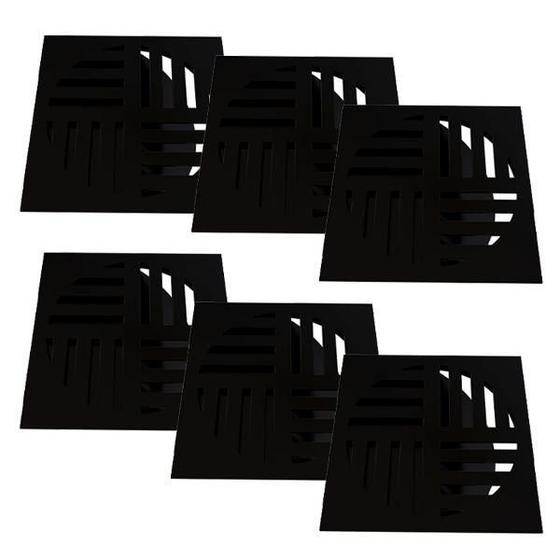Imagem de Kit 6 Ralo Grelha Quadrada Com Fecho Automático Preto 10Cm