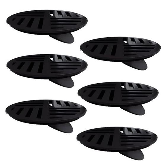 Imagem de Kit 6 Ralo Grelha Redonda Com Fecho Automático Preto 10cm