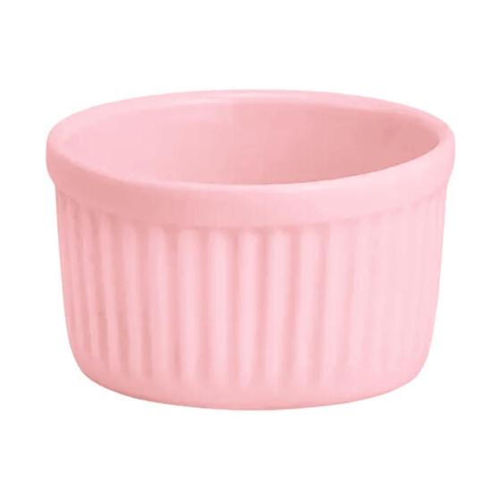 Imagem de Kit 6 Ramekin Canelado De Cerâmica Porta Molho Porção Caldos Molheira Rosa 100ml