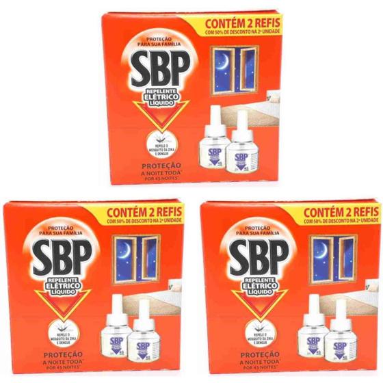 Imagem de Kit 6 Refil Repelente Liquido Sbp 45 Noites Elétrico 35Ml