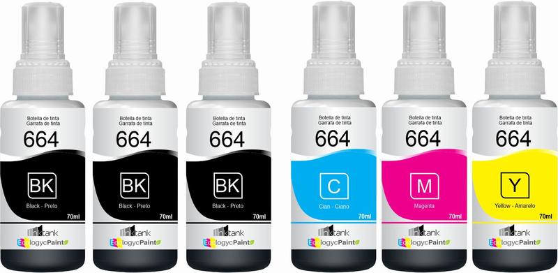Kit 6 Refil Tinta Para Epsonn T664 L395 L575 L365 L120 Tintas compatíveis Menor preço em Kit 6 Refil Tinta Para Epsonn T664 L395 L575 L365 L120 Tintas compatíveis