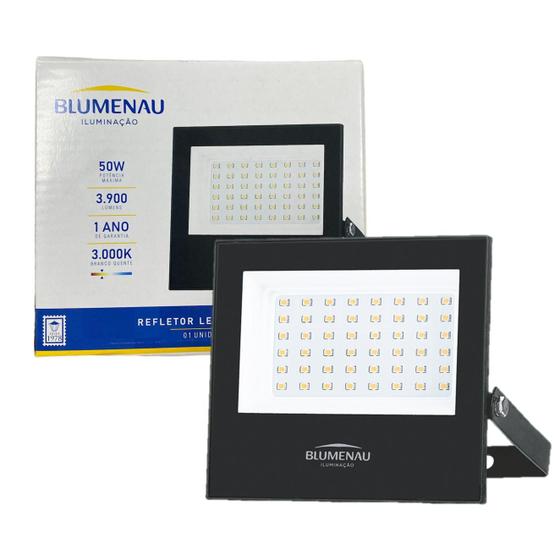 Imagem de Kit 6 Refletor Led Slim 50w Branco Quente 3000K IP66 Luz AMARELA