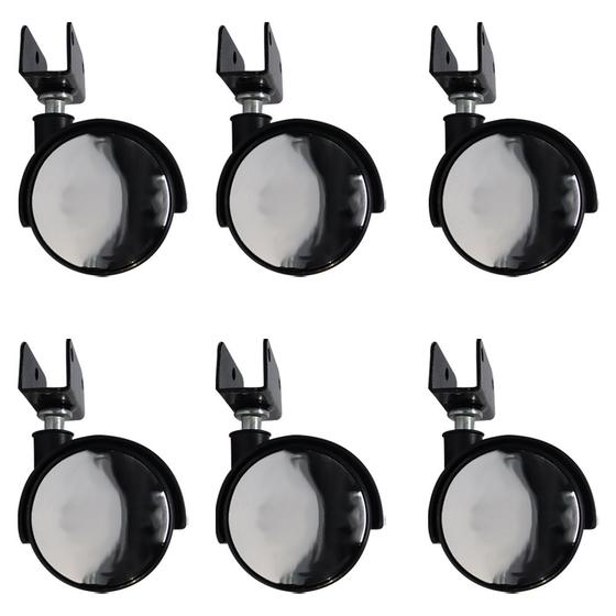 Imagem de Kit 6 Rodízios para Móveis com chapa U sem Trava com Face Espelhado G14 - Celsus