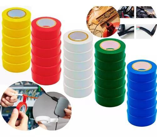 Imagem de Kit 6 Rolos Fitas Isolantes Coloridas Preta 17mm X 5m Adesiva