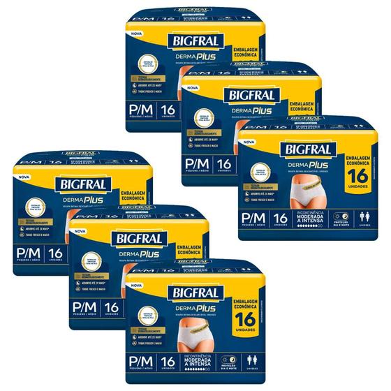 Imagem de Kit 6 Roupas Íntima Bigfral Pants Derma Plus P/M com 16un cada