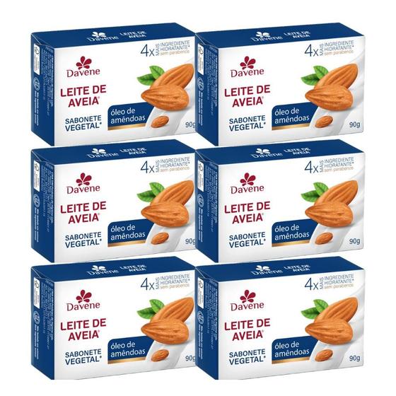 Imagem de Kit 6 Sabonete Vegetal Davene Leite de Aveia Óleo de Amêndoas - 90g