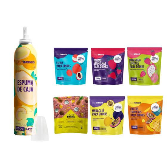 Imagem de Kit 6 Sachês Easy Drinks para Bebida + Espuma De Cajá 260g