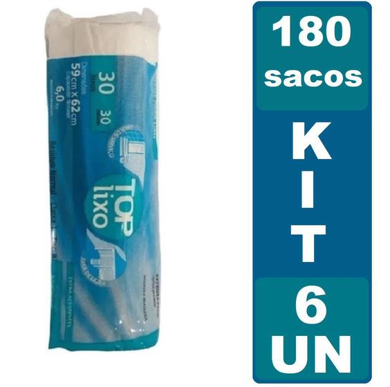 Imagem de Kit 6 Saco de Lixo Extra Resistente 30L 59x62cm 180UN