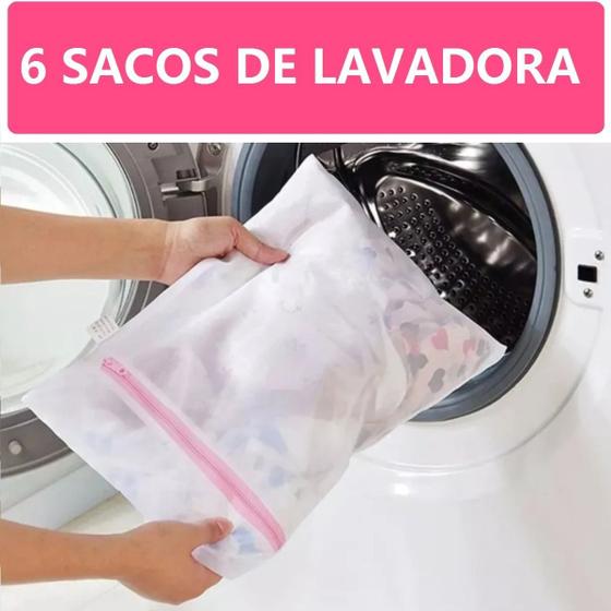 Imagem de Kit 6 Saquinhos de Roupas e Roupas intimas maquina de lavar lavagem viajem