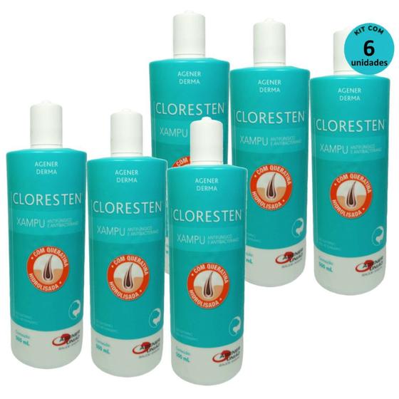 Combo 6 Shampoo Cloresten Agener - 500ml Cada
