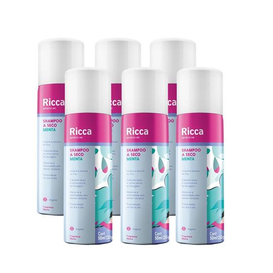 Imagem de Kit 6 Shampoos A Seco Cuca Fresca Menta Compacto Antioleosidade Ricca 50ml