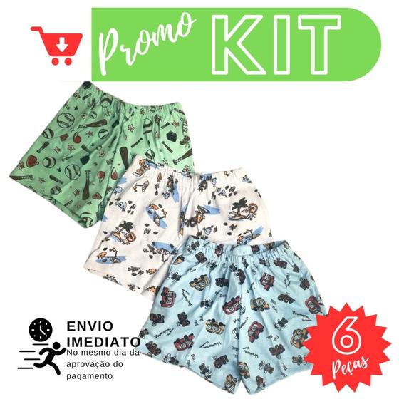 Imagem de kit 6 SHORT bebê  menina menino envio imediato ESTAMPADAS Linha verão