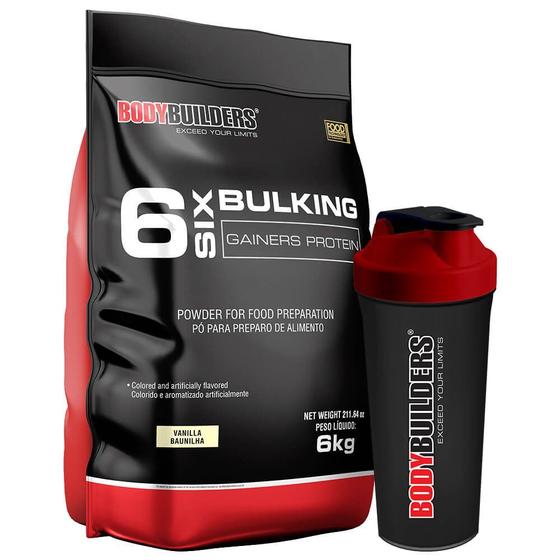 Kit 6 Six Bulking 6kg + Coqueteleira Bodybuilders Imagem de Kit 6 Six Bulking 6kg + Coqueteleira Bodybuilders