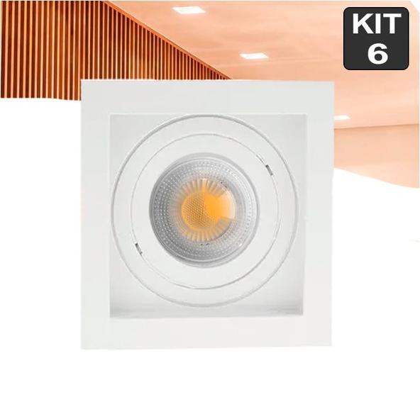 Imagem de Kit 6 Spot de Embutir Mr11 Recuado Quadrado + Lamp