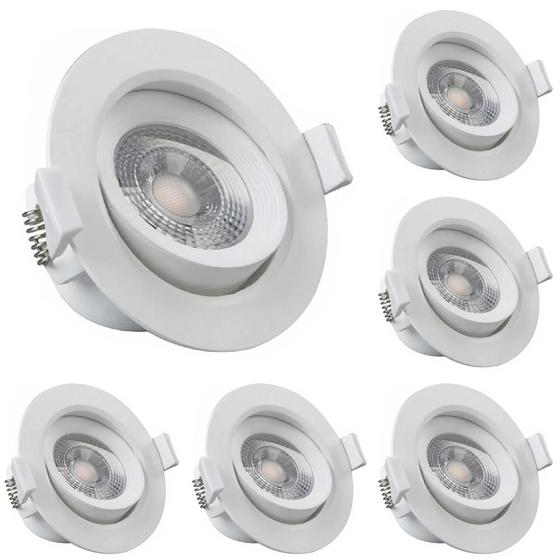 Imagem de Kit 6 Spot Led Redondo Direcional 3W Branco Quente 3000k Bivolt