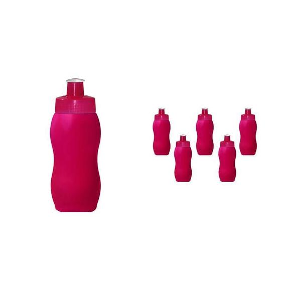 Imagem de Kit 6 Squeezes Wave 250Ml Rosa Neon Plástico Premium