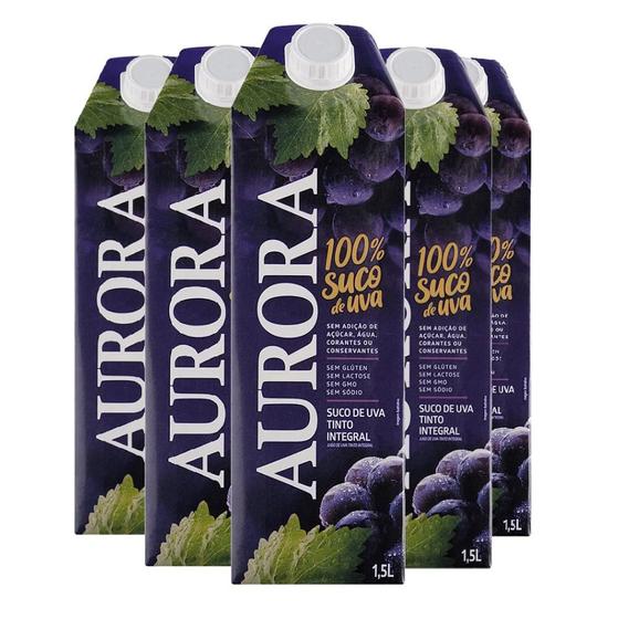 Imagem de Kit 6 Suco De Uva Aurora Tinto Integral Caixa 1,5l Cada