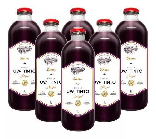 Imagem de kit 6 SUCO SUPERBOM UVA TINTO INTEGRAL VIDRO 1L