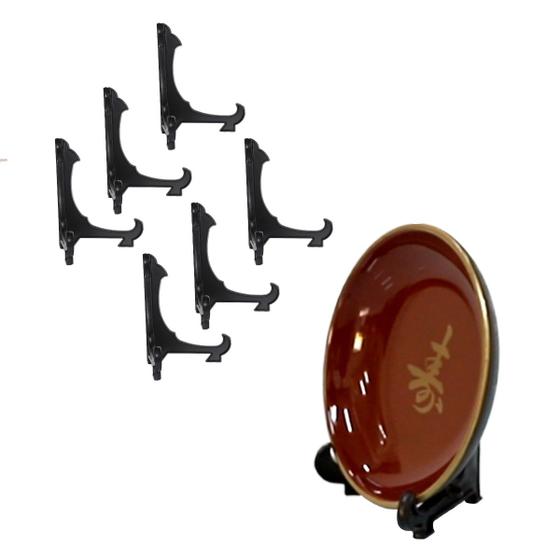 Imagem de Kit 6 Suportes 9cm Preto p/ Pratos e Azulejos Decorativos