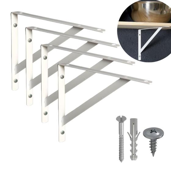 Imagem de Kit 6 Suportes Mão Francesa para Prateleira 30 cm + Kit Instalação