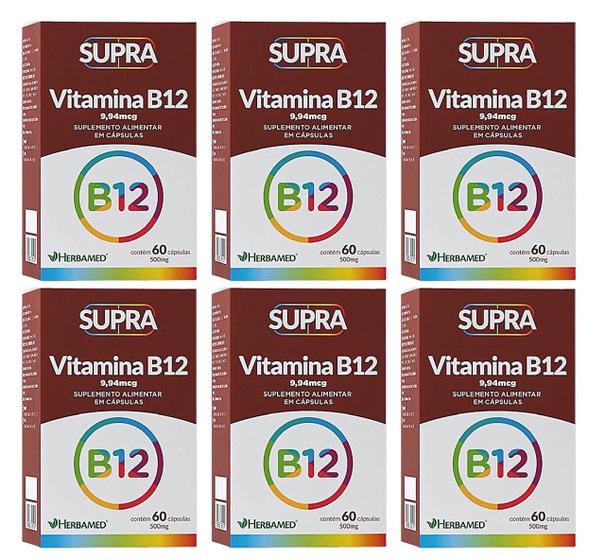 Imagem de Kit 6 Supra Vitamina B12 60 Cápsulas - Herbamed