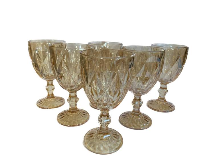 Imagem de Kit 6 Taça Diamante Copo Vidro Transparente 300ml