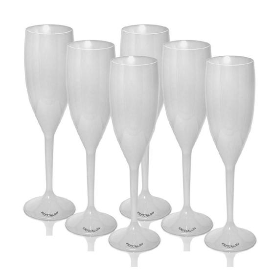 Imagem de Kit 6 Taças Champagne 170Ml Branco Acrílico