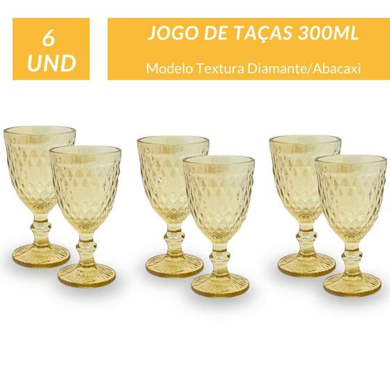 Imagem de Kit 6 Taças Dourada De Vidro 300ml Jogo