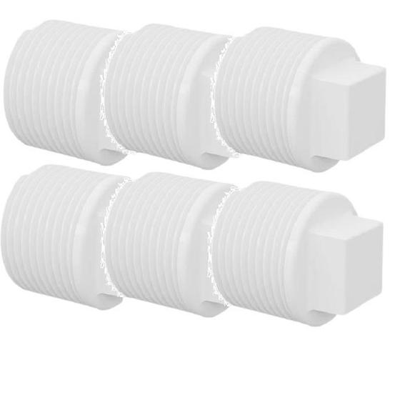 Imagem de Kit 6 Tampão Plug Pvc Roscável 1.1/2 Branco (50Mm) Tigre