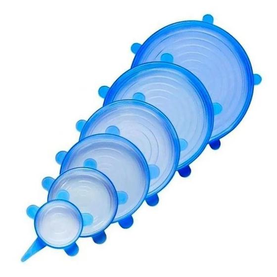 Imagem de Kit 6 Tampas De Silicone Elástica Universal Reutilizável