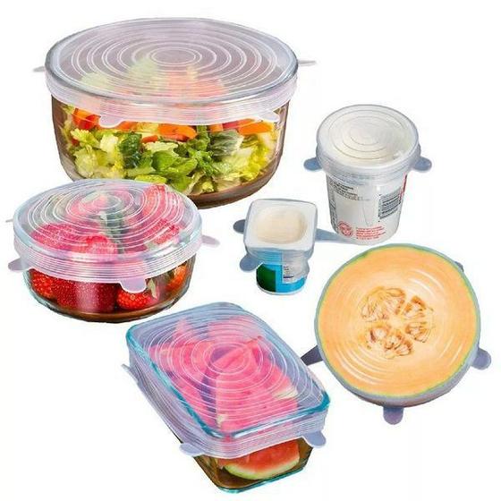 Imagem de Kit 6 Tampas Silicone Panelas E Potes Elástica Reutilizável