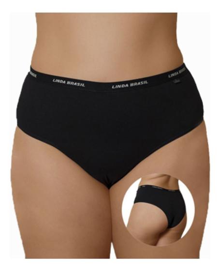 Imagem de Kit 6 Tangão em Cotton Plus Size Liso Elástico Personalizada Linda Brasil