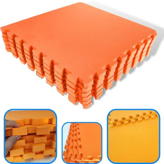 Imagem de Kit 6 Tapete Infantil EVA Estilo Piso Tatame 50x50cm 20mm (1,5m²) Grosso Emborrachado Crianças Bebes Academia Exercícios Encaixe + Bordas Acabamento