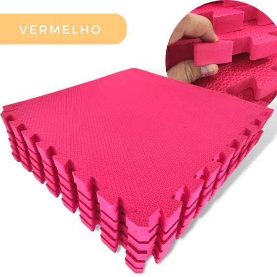 Imagem de Kit 6 Tapete Tatame em EVA Grande 50X50cm Grosso de 20MM Diversas Cores +12 Bordas Bebe Criança Infantil Yoga Decoração Proteção Funcional Pilates