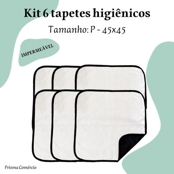 Kit 6 Tapetes Higiênicos Laváveis - Impermeável - 45x45 200 Lavagens - Sanitário Ecológico para Cães Menor preço em Kit 6 Tapetes Higiênicos Laváveis - Impermeável - 45x45 200 Lavagens - Sanitário Ecológico para Cães