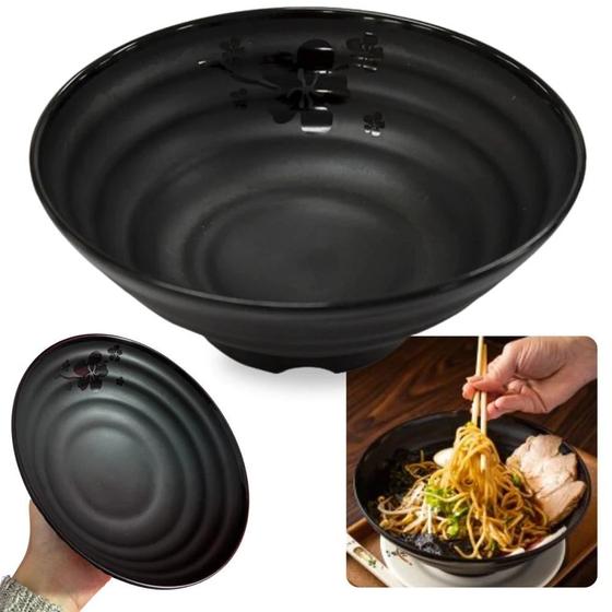 Imagem de Kit 6 Tigelas Onduladas 1 Litro 21,5 Cm Kanpai Vasilha Grande Melamina Premium Restaurante Japones Bestfer
