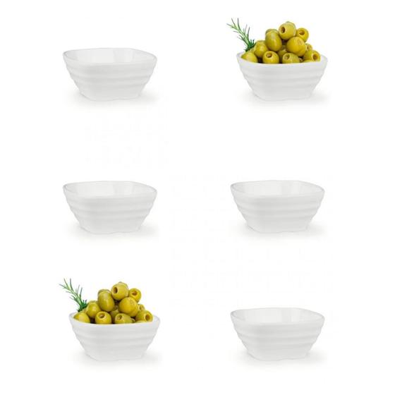 Imagem de Kit 6 Tigelas Quadradas Estriadas 225 Ml em Melamina Premium para Finger Food Bestfer