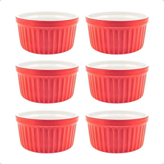 Imagem de Kit 6 Tigelass Ramekin 77ml Porcelana Potes Sobremesa Restaurante Petisco Molho 