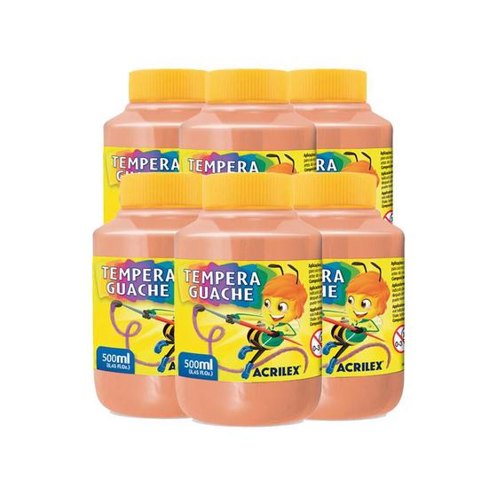 Imagem de Kit 6 Tinta Guache Tempera 500ml Amarelo Pêssego 538 Acrilex