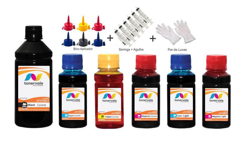 Imagem de Kit 6 Tinta Para Epson L800 L810 L850 L805 L1800 800ml Platinum