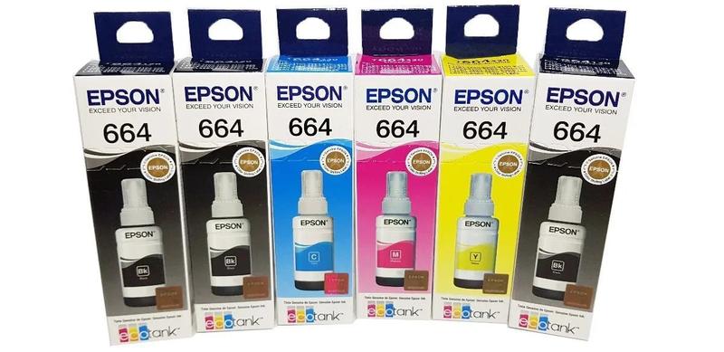 KIT 6 Tintas 664 L-120 L-375 L-395 L-365 L-355 L-220 L-1300 L-800 Menor preço em KIT 6 Tintas 664 L-120 L-375 L-395 L-365 L-355 L-220 L-1300 L-800