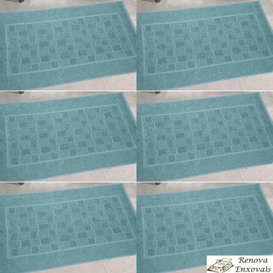 Imagem de Kit 6 Toalha De Piso Para Banheiro Geométrico Jogo Toalhas Saída De Box Tapete Banho Atoalhado Para Pés 100 Algodão 44 X 65 Cm Renova Enxovais