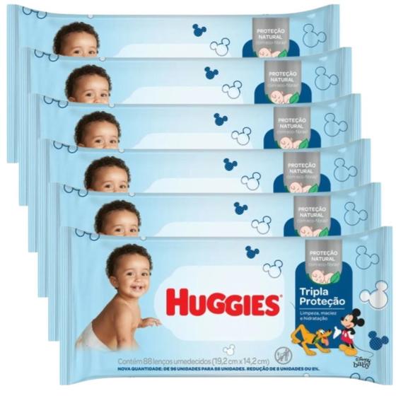 Imagem de Kit 6 Toalha Umedecida Huggies Tripla Proteção 88Un -Huggies