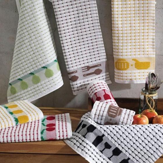 Imagem de Kit 6 Toalhas Cozinha Pano De Copa Prato Teka Gourmet 300G