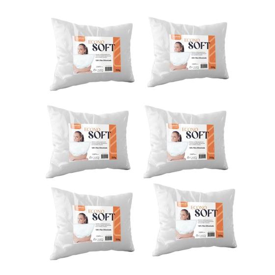Imagem de Kit 6 Travesseiros Firme Fibra Siliconada Macio Antialérgico 50x70cm TNT