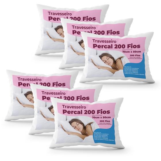 Kit 6 Travesseiros Percal 200 Fios - 100% Algodão - 70X50 - PERFIL ALTO Menor preço em Kit 6 Travesseiros Percal 200 Fios - 100% Algodão - 70X50 - PERFIL ALTO